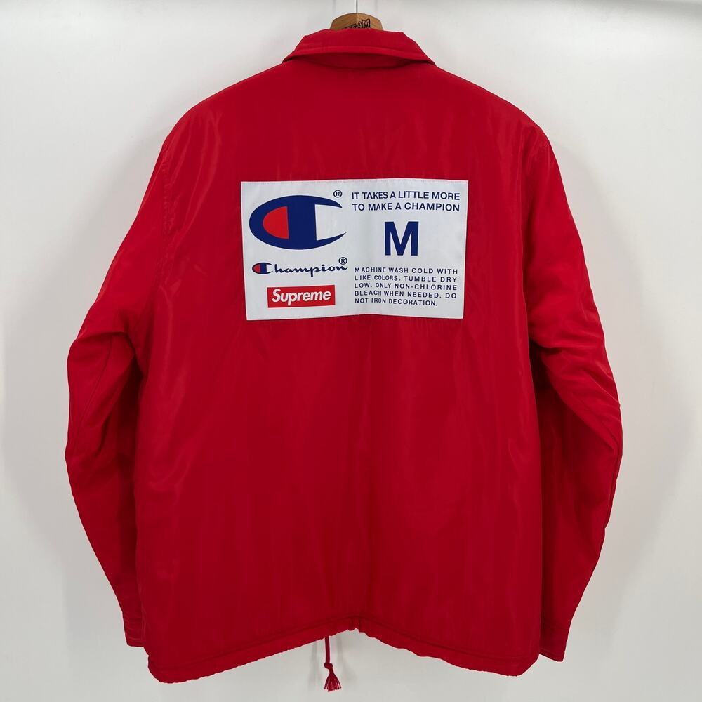 FW18 2018 Supreme NYC x Champion Lined Label Coach Jacket in Red M